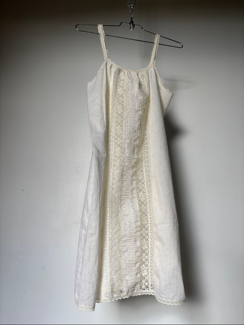 Vintage Ivory Lace Trim Floral Slip Dress Deena California